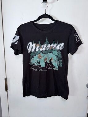 Grunt Style Black Mama Bear Tee with Mint Green and White Graphic